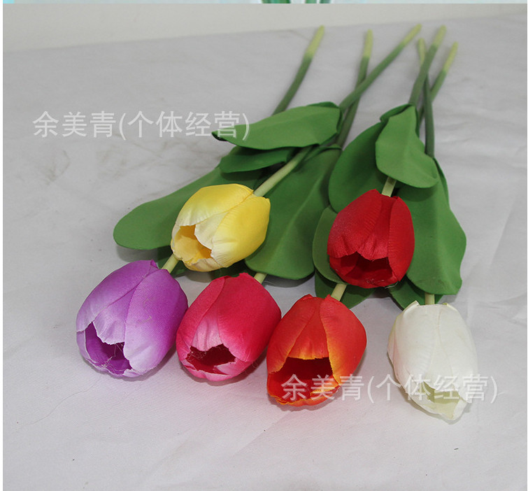 Hoa giả-Cành Hoa Tulip Đơn màu Đỏ hoàng hôn