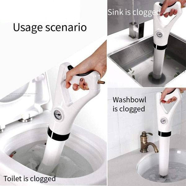 Dụng cụ thông tắc bồn cầu, toilet, lavabo, ống nước, nhà vệ sinh bằng hơi khí nén AGT Cực Mạnh 8kgf/cm - Nhựa ABS Cao Cấp