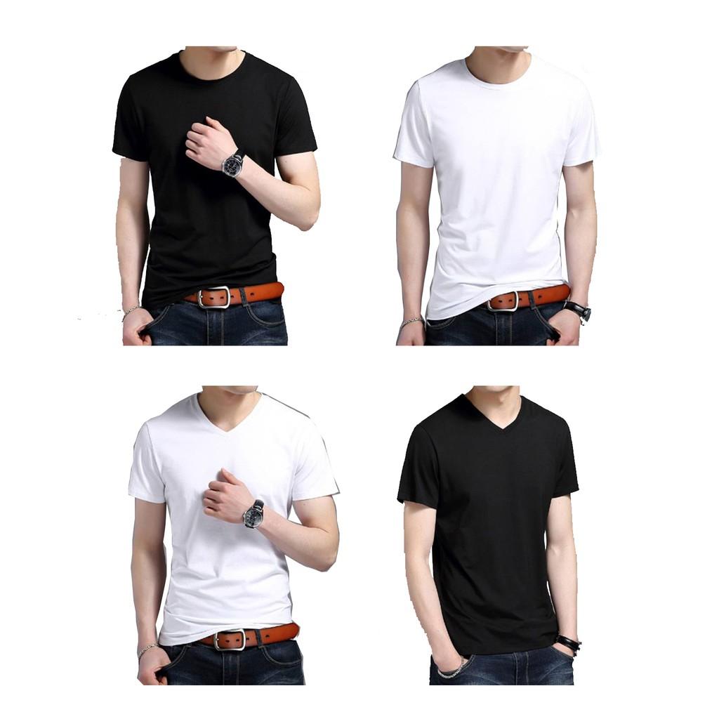 Áo Thun nam màu đen, trắng chất cotton thun lạnh không nhăn mềm min thấm hút mồ hôi
