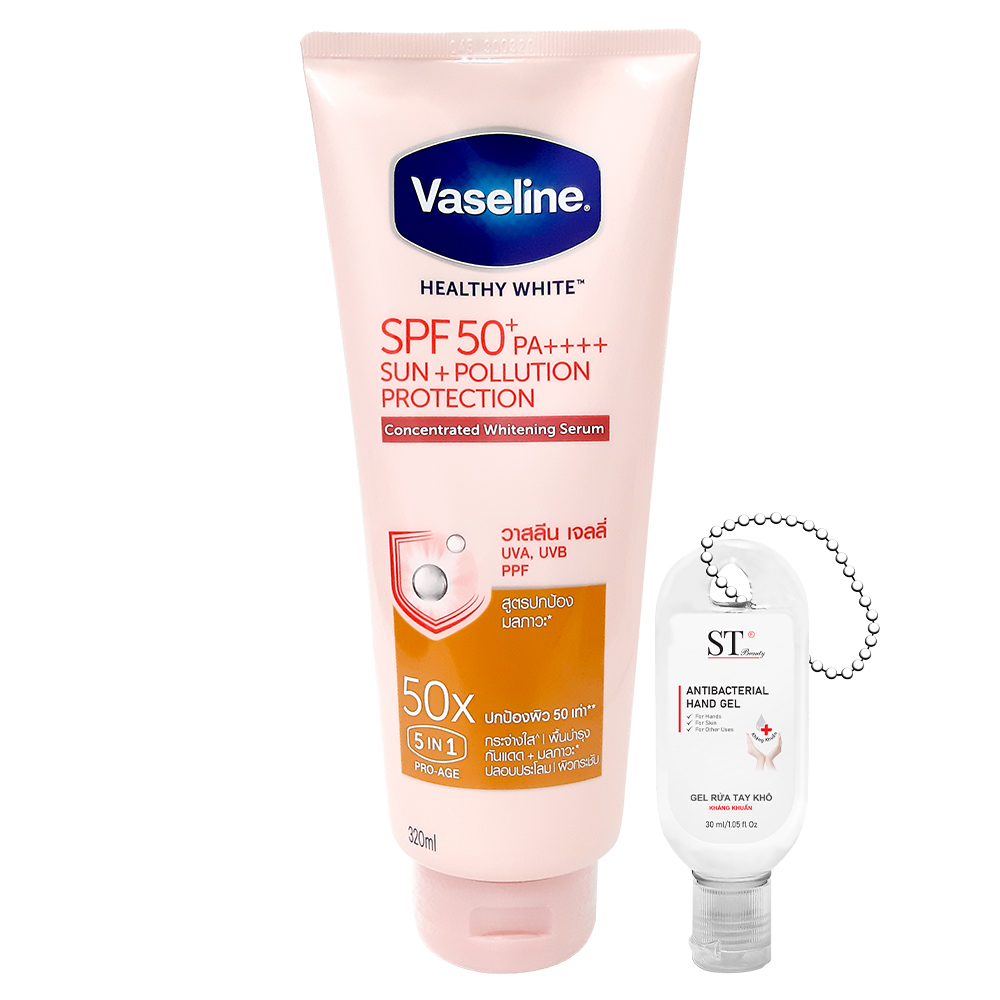 Sữa Dưỡng Thể Trắng Da VASELINE Dưỡng Ẩm Tự Nhiên THÁI LAN. Tặng 1 Chai Gel Móc Khóa ST Beauty 30ml