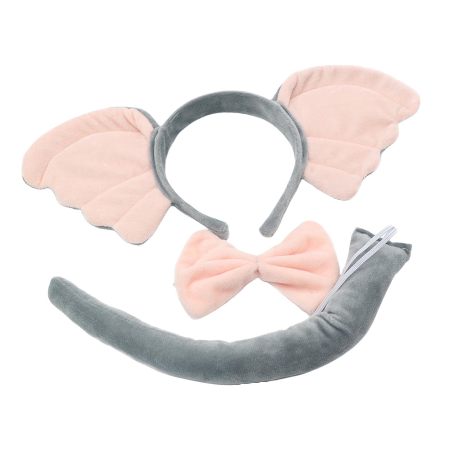 Elephant Costume Ears Headband Bowtie Tail for Stage Shows Carnival Dress up