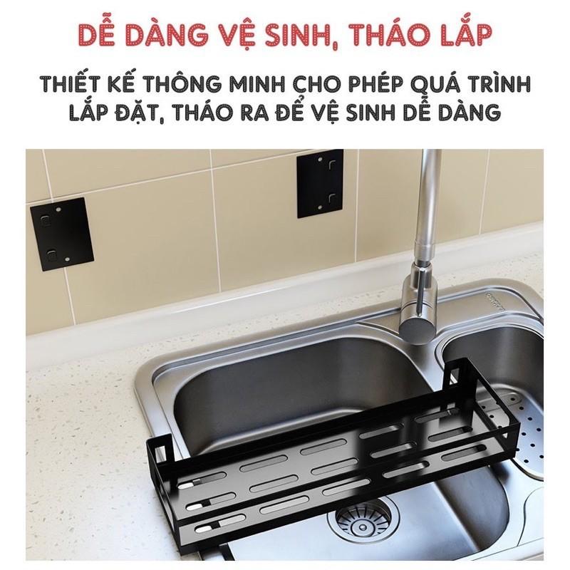 Kệ treo tường nhà bếp, phòng tắm, kệ để gia vị đa năng bằng thép không gỉ có miếng dán chịu lực không cần khoan tường