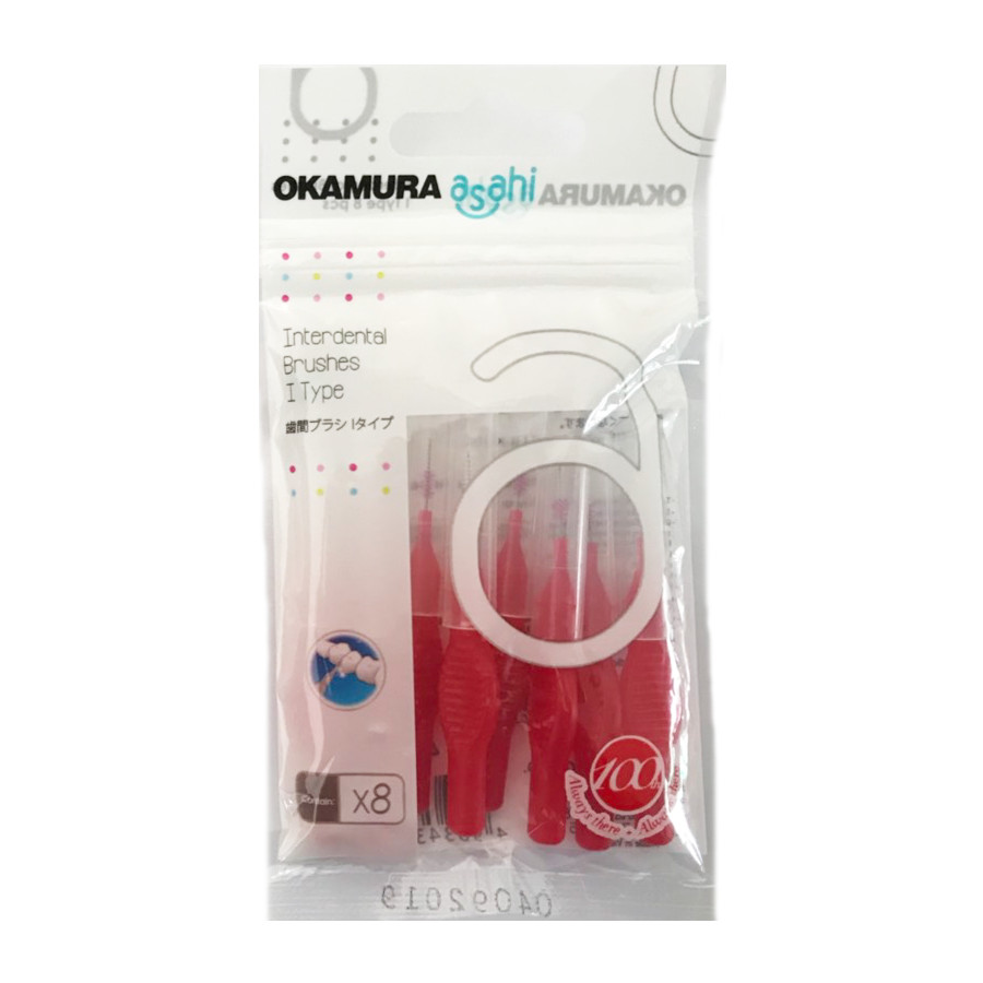 Combo 2 bịch bàn chải kẻ răng Okamura 0.7mm dạng chữ L và chữ I