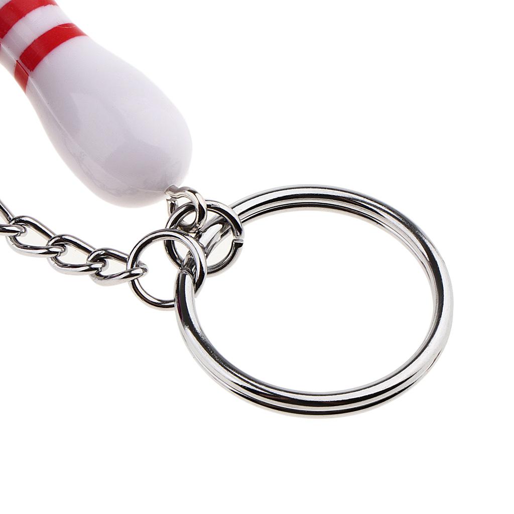 Mini Bowling Pin and Ball keychain key Ring 3D Keyfob Fashion Gift