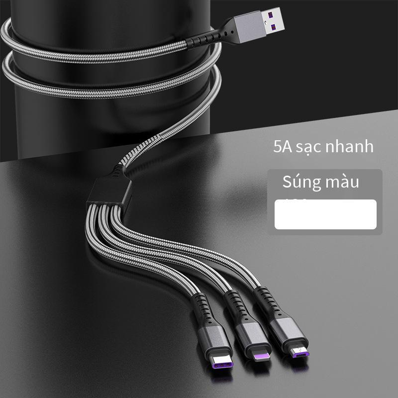Desnai đặc biệt cáp sạc ba trong một ba dây USB Android đầu cáp dữ liệu một kéo ba hợp kim kẽm cáp sạc nhanh typec