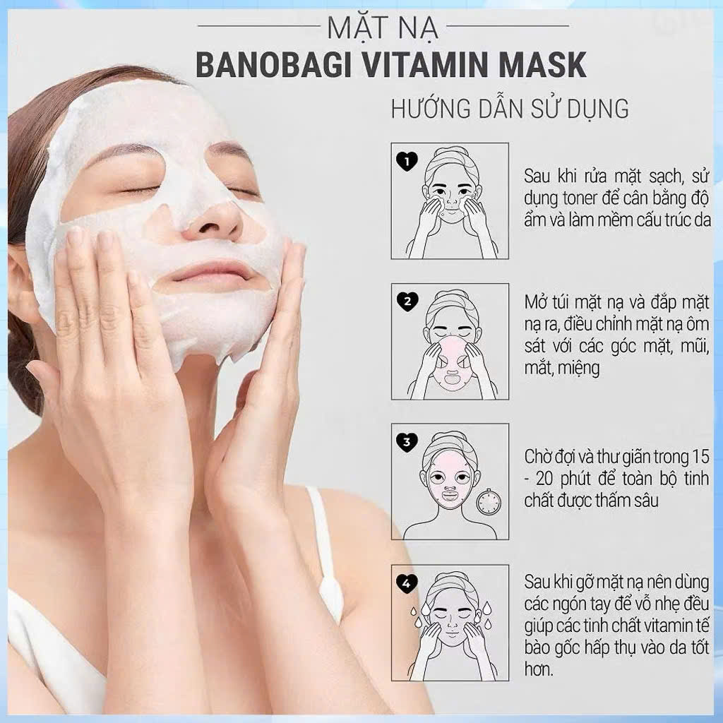Mặt nạ BANOBAGI Vita Genic, Stem Cell, Super Collagen Mask Hàn Quốc bổ sung Vitamin Dưỡng ẩm Nâng cơ Chống lão hóa 30ml