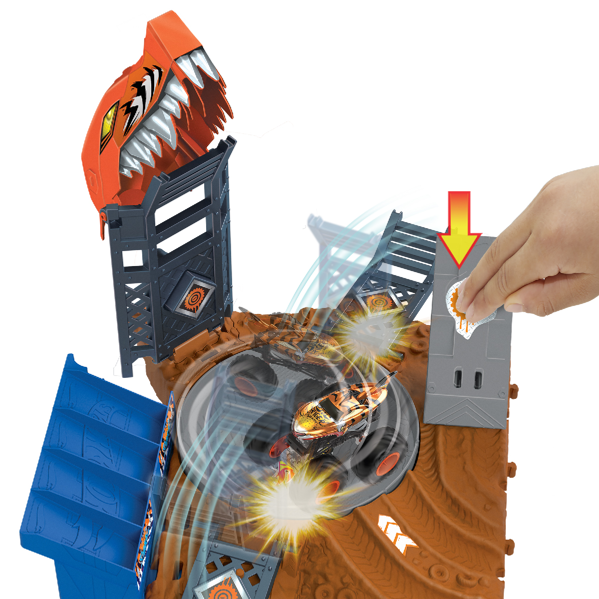 Bộ Đồ Chơi Đấu Trường Monster Trucks - Vòng Xoay Cá Mập Hot Wheels HNB93/HNB92