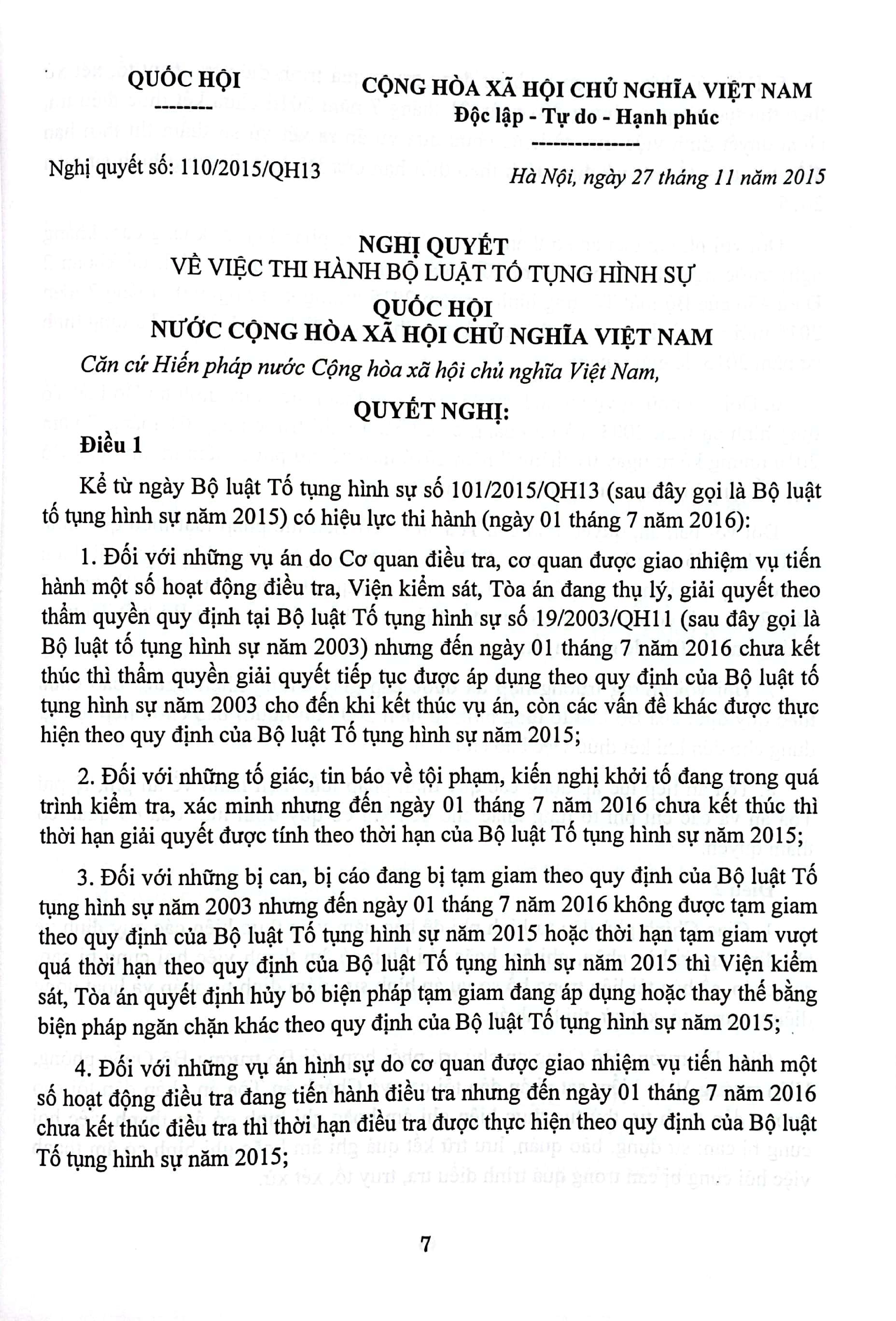 Chỉ Dẫn, Tra Cứu Áp Dụng Bộ Luật Tố Tụng Hình Sự Năm 2015