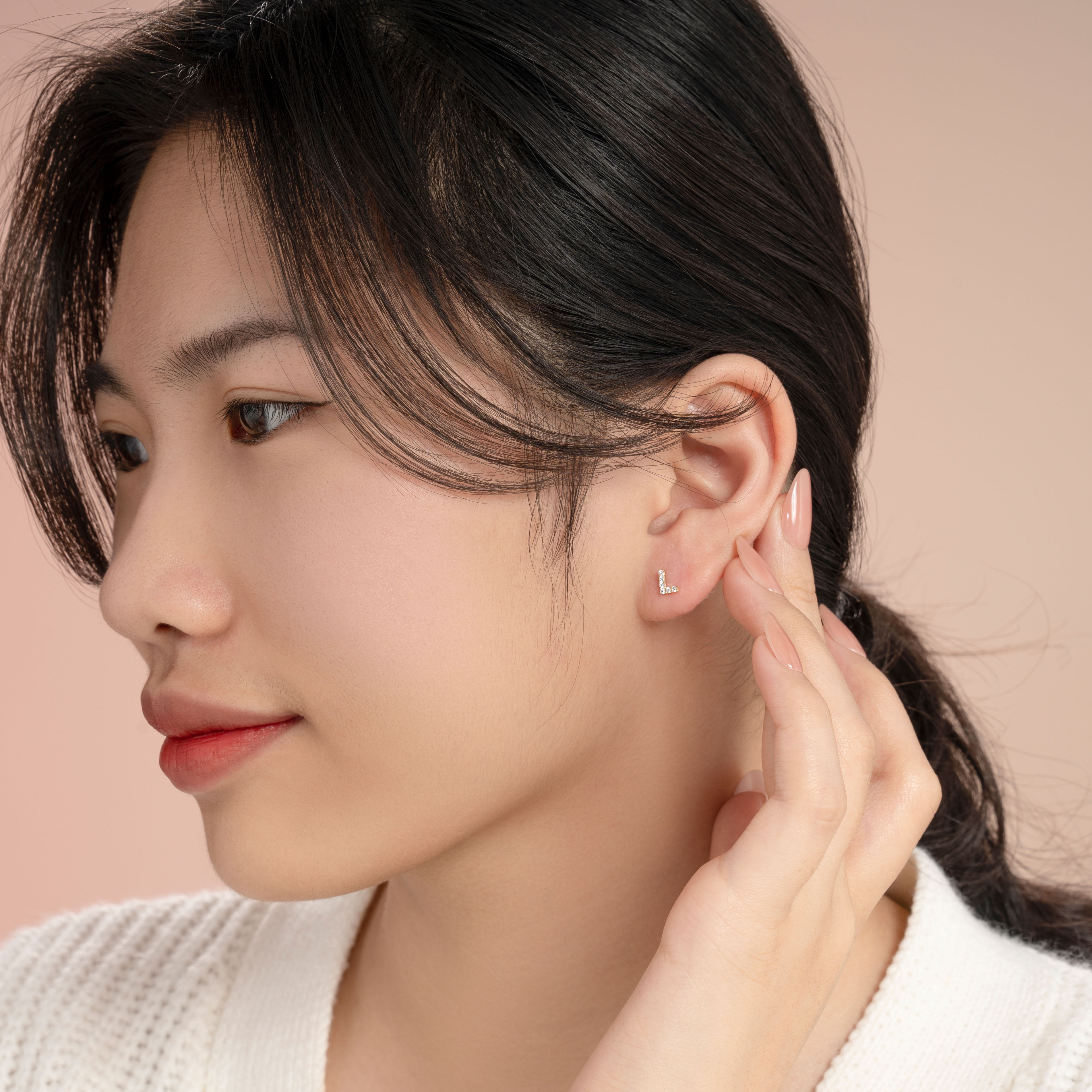 Bông Tai Nữ Chữ L Vàng Tây 14K BTAM109 Huy Thanh Jewelry