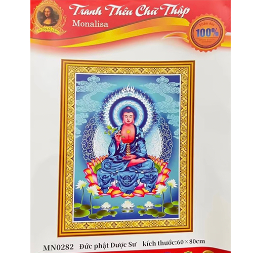 Tranh thêu chữ thập Phật Dược Sư Lưu Ly MN0282 - kích thước 60 * 80