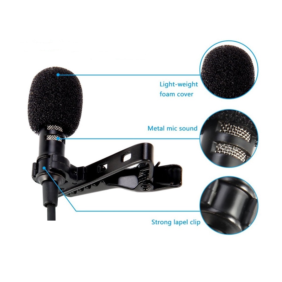 Micro - Mic thu âm cài, kẹp áo kèm jack chia Audio+Hộp đựng cao cấp dùng cho Điện Thoại, Máy Tính Bảng, Mic Đa Hướng 360 °, Chất Lượng Cao, Giảm tiếng ồn,  Livestream, Hát Karaoke, quay video, ghi âm, Vlog, Học Online, Zoom - Hàng chính hãng