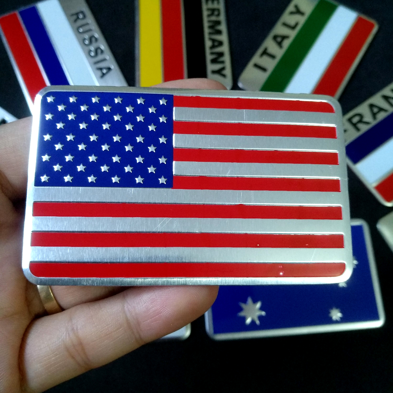 Miếng dán kim loại CỜ USA ( 8cm x 5cm )
