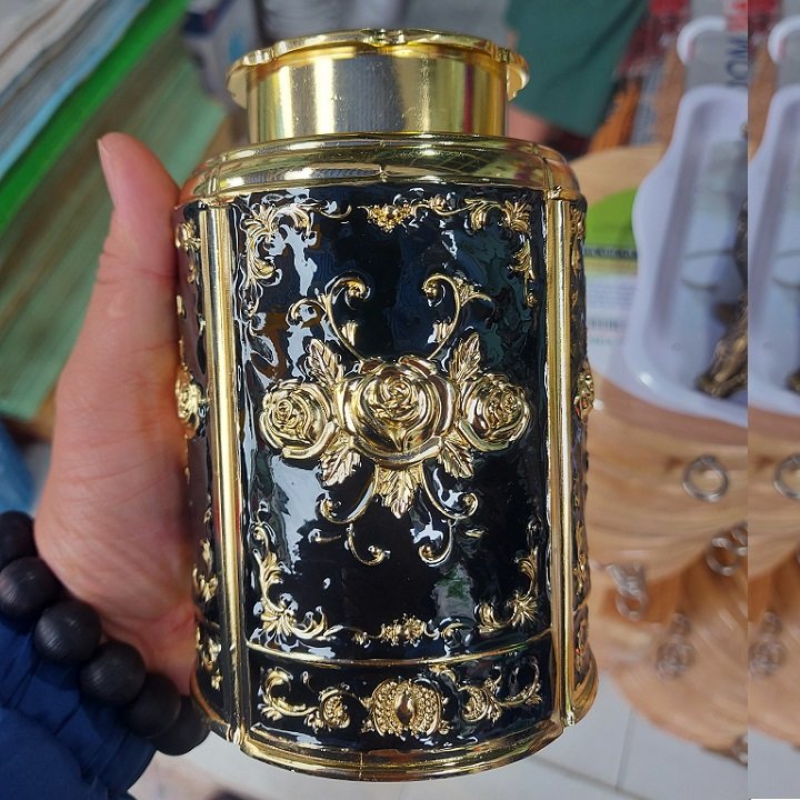 Hộp đựng chè hợp kim cao cấp, phong cách hoàng gia, hình trụ nhiều màu sắc