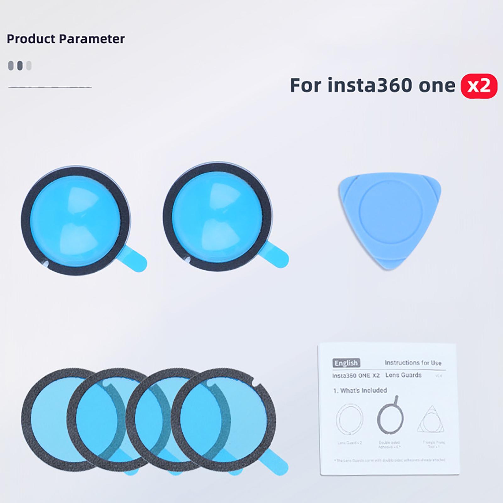 2 Pieces Dual Lens Guards PC Black Rubber Sleeve Screen Protector for Insta 360 One x2 Parts