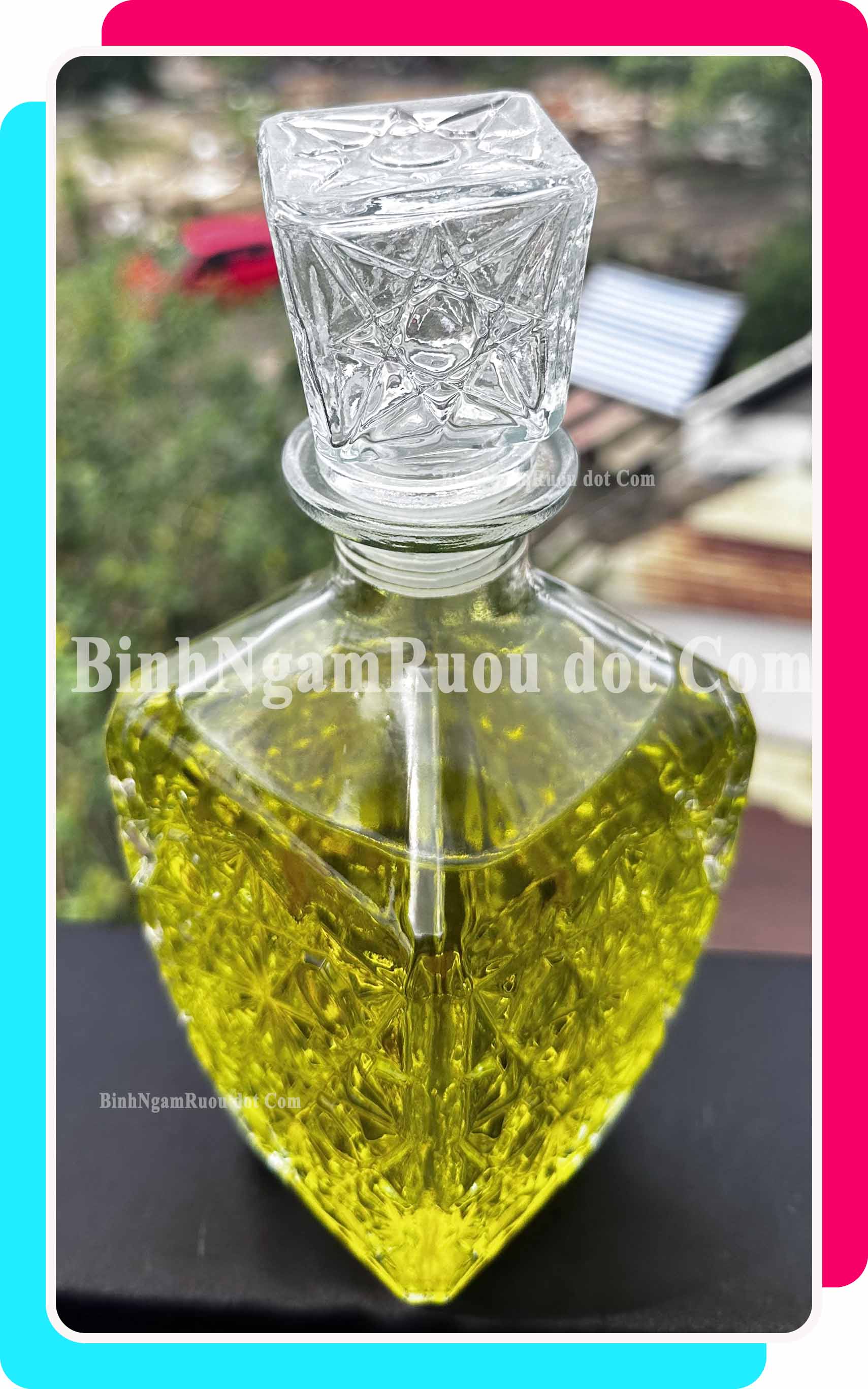 C52 Chai Đựng Rượu Thủy Tinh Dáng Chai Vuông Hoa Văn Nắp Thủy Tinh Sang Trọng - Cao Cấp 800ml - Đẹp Cao Cấp - Nắp Kín Thủy Tinh Trong - Quà Biếu Sang Trọng