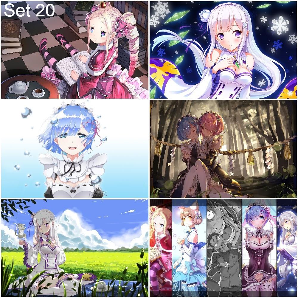 Bộ 6 Poster anime Re:Zero − Bắt đầu lại ở thế giới khác (3) (bóc dán) - A3,A4,A5