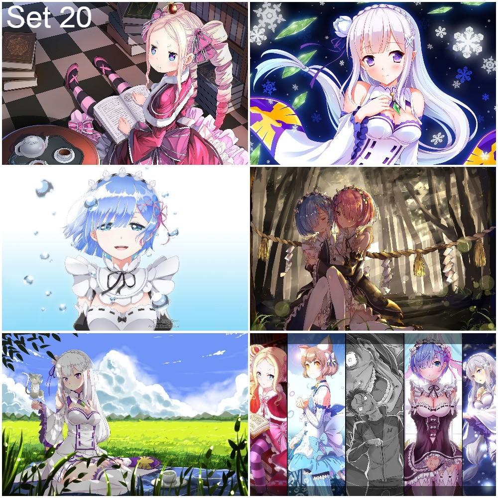 Bộ 6 Poster anime Re:Zero − Bắt đầu lại ở thế giới khác - A3,A4,A5
