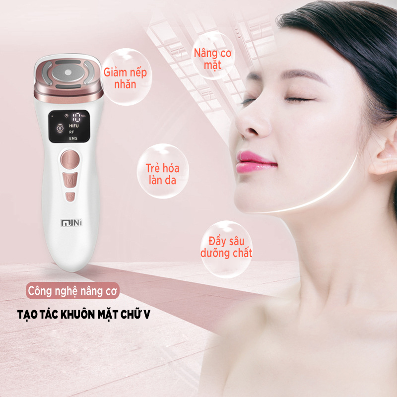 Máy Nâng Cơ Mặt HIFU, Nâng Cơ Xóa Nhăn Trẻ Hóa Căng Bóng Da- Công Nghệ Siêu Âm, Sóng RF, Xung Điện EMS Thế Hệ Mới 2022