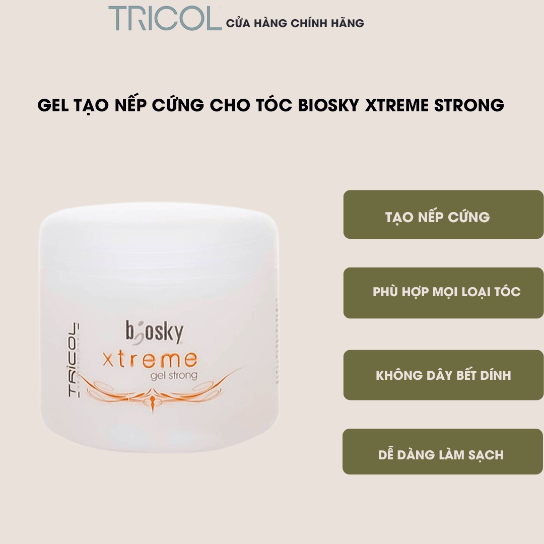 Gel cứng tạo kiểu tóc Biosky Extreme Strong Gel 500ml