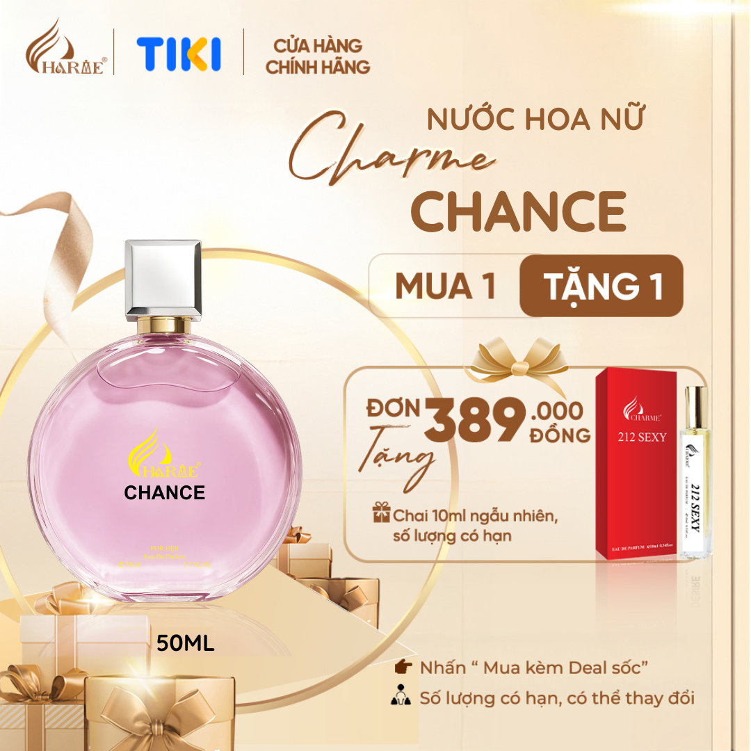 [BÁN CHẠY] Nước hoa nữ Charme CHANCE 50ml thơm dịu, quyến rũ hương trái cây. Quà tặng người yêu