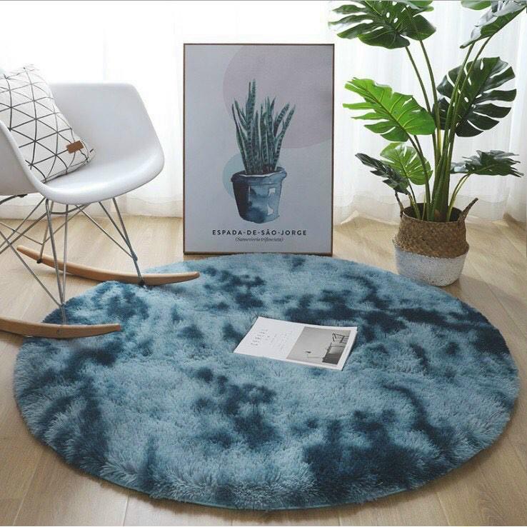Thảm lông tròn trải sàn, thảm Lông Loang Tròn Trang Trí 60cm đạo cụ chụp ảnh trẻ em, gia đình, sản phẩm