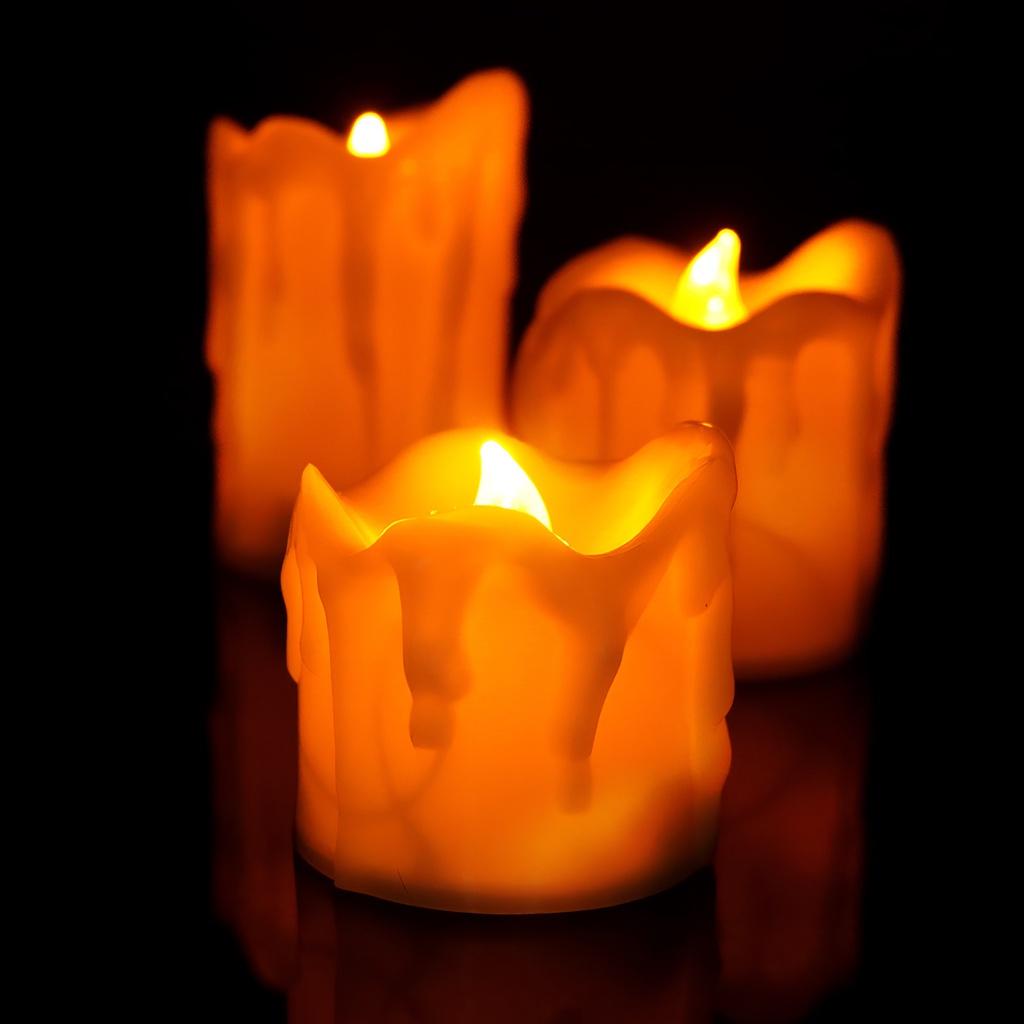 3pcs Flameless Battery Operated Flickering Candles Realistic and Bright Flickering Bulb Battery Operated Flameless ELEN