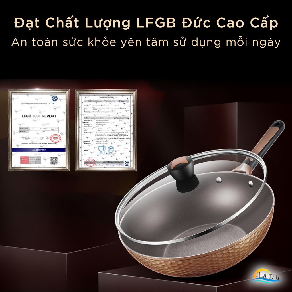 Chảo Chống Dính Bếp Từ Sâu Lòng Có Nắp 32cm Cao Cấp Đạt Chất Lượng LFGB Đức SSGP