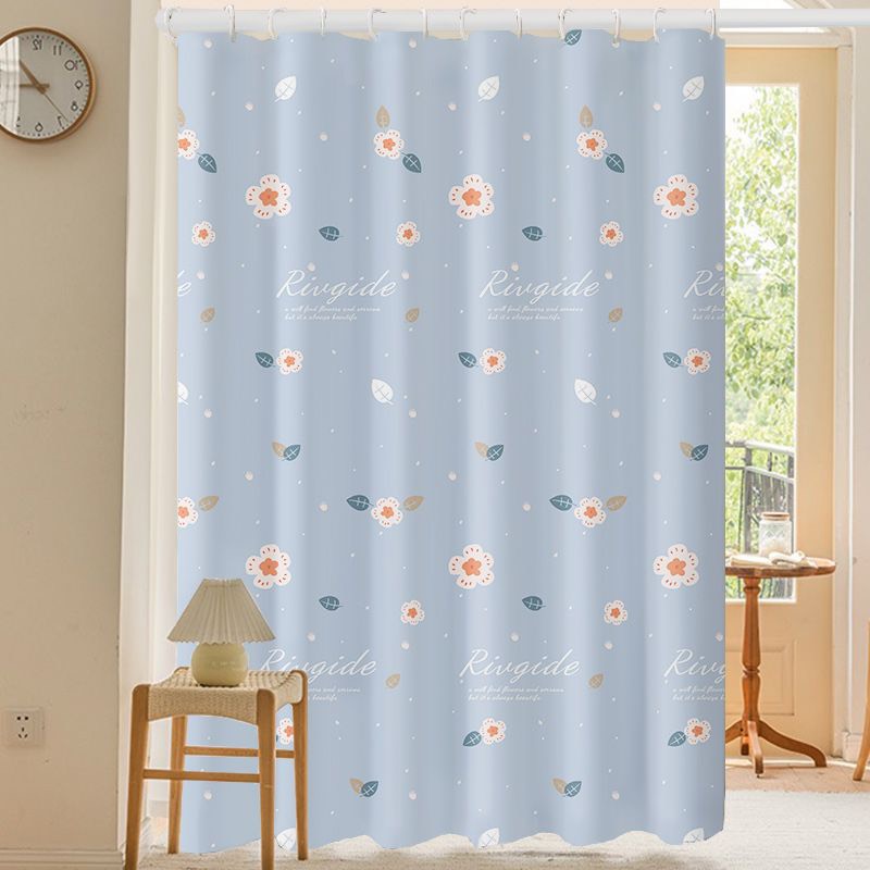 Rèm Vải Khoen Lỗ, Khoen Ri Đô, Rèm Dán HOA NỀN XANH Vải Dày Khả Năng Chống Nắng Cao