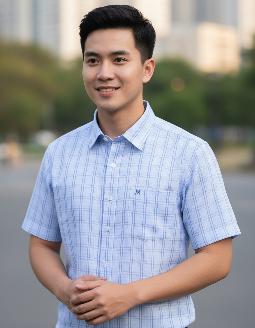 Áo sơ mi nam Khatoco tay ngắn lai ngang (S-2Xl)