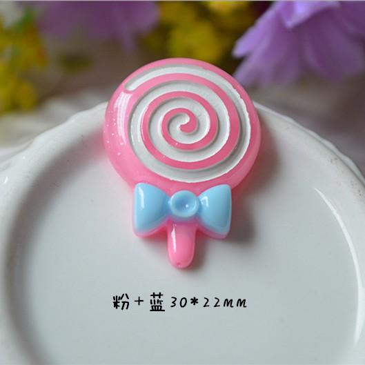 Chuyên Charm * Charm kẹo mút cầu vồng màu đơn sắc gắn nơ trang trí vỏ ốp điện thoại, dán Jibbitz, DIY