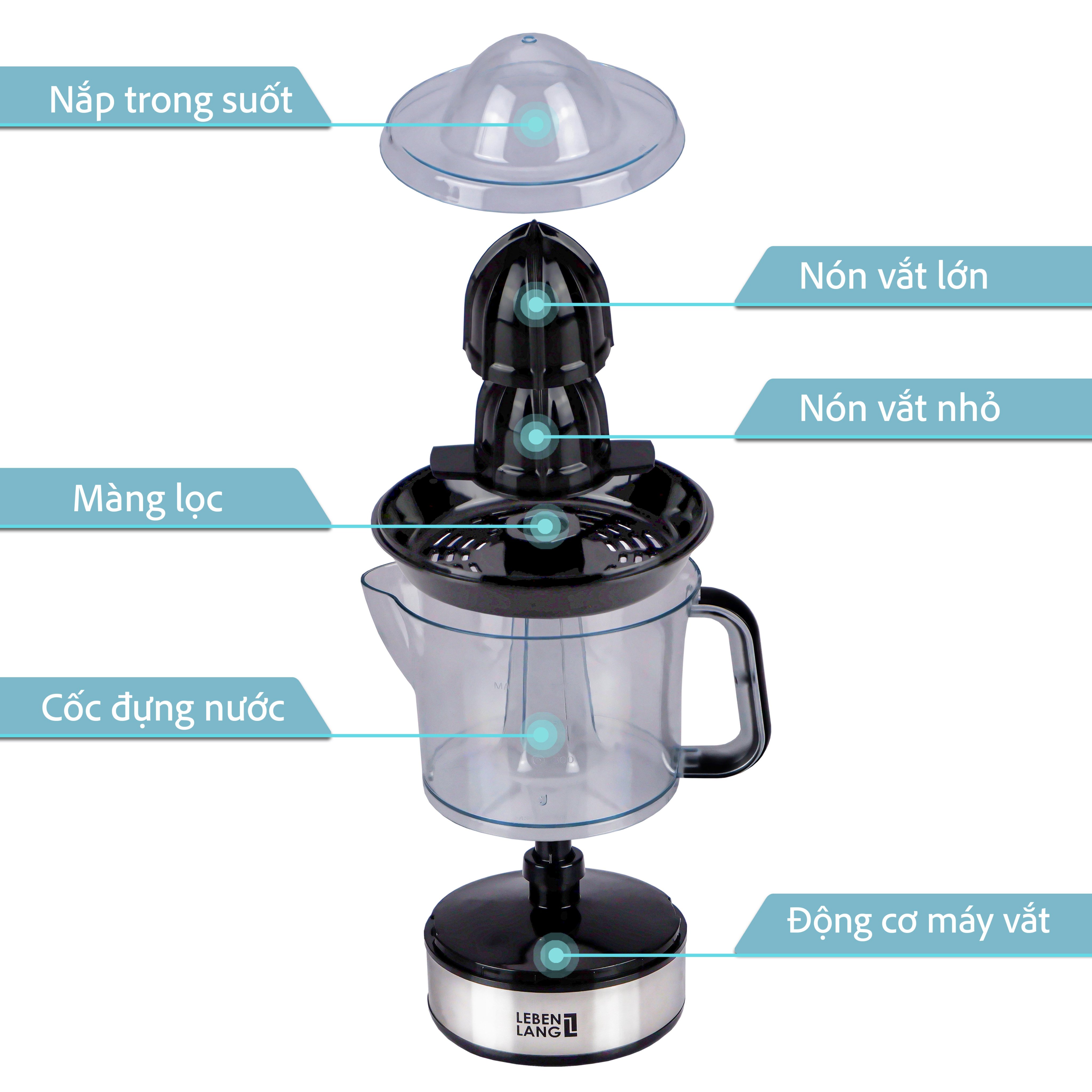 Máy vắt cam 0.7lit LB389 Lebenlang