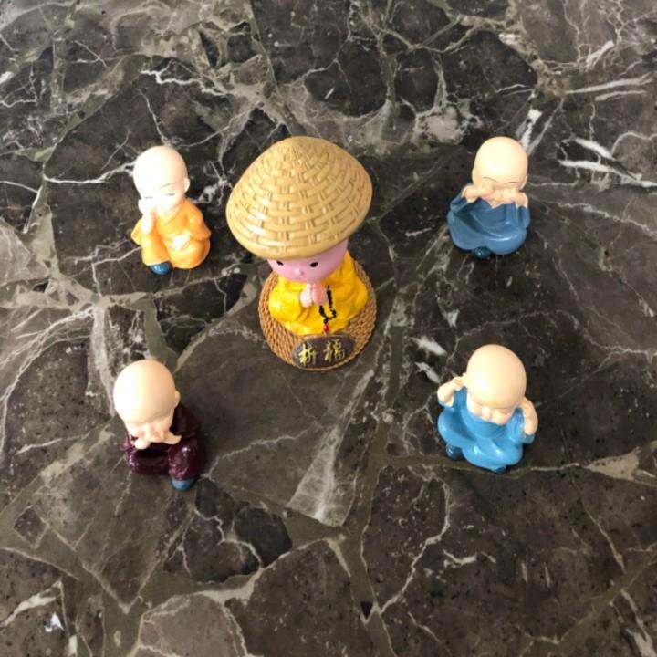 Bộ tượng 4 không ngộ ngộ trang trí trên taplo ô tô, xe hơi, bàn làm việc cao cấp - Mã sản phẩm 72599