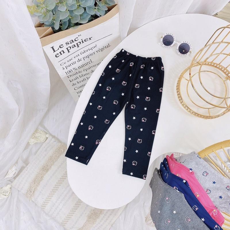 Quần cotton dài, Quần legging cho bé gái đẹp Chất liệu cotton in hình kitty từ