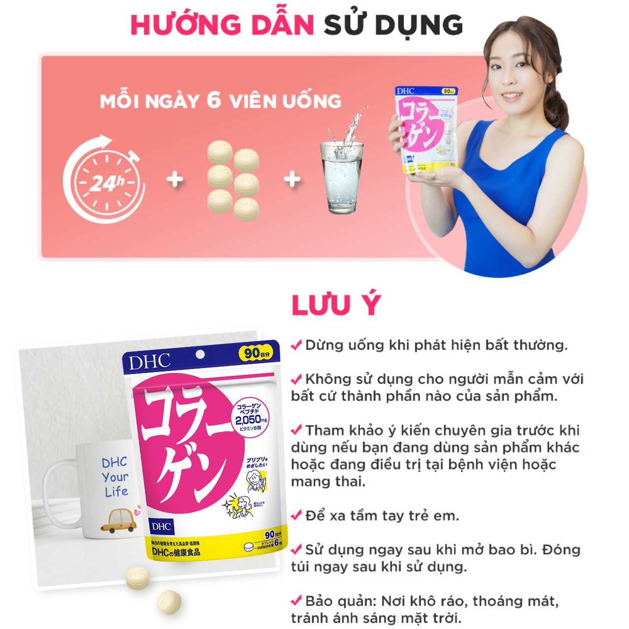 Collagen DHC Nhật tăng độ đàn hồi da, giảm nhăn da, bảo vệ khớp, cơ, xương - OZ Slim Store