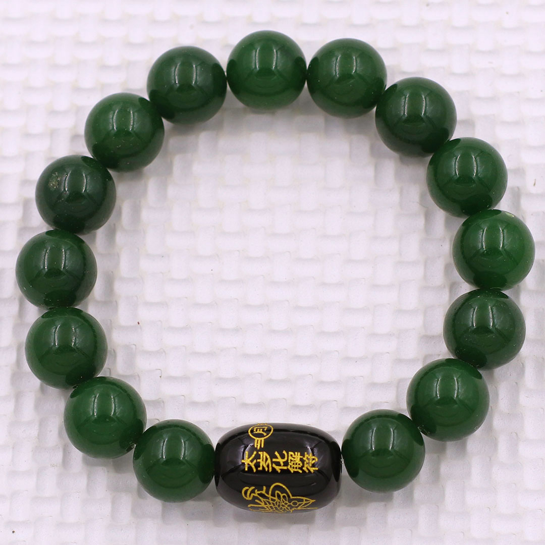 Vòng chuỗi đeo tay đá thạch anh xanh rêu 10 ly charm giải thái tuế phù, vòng chuỗi phong thủy, giải năm hạn thái tuế