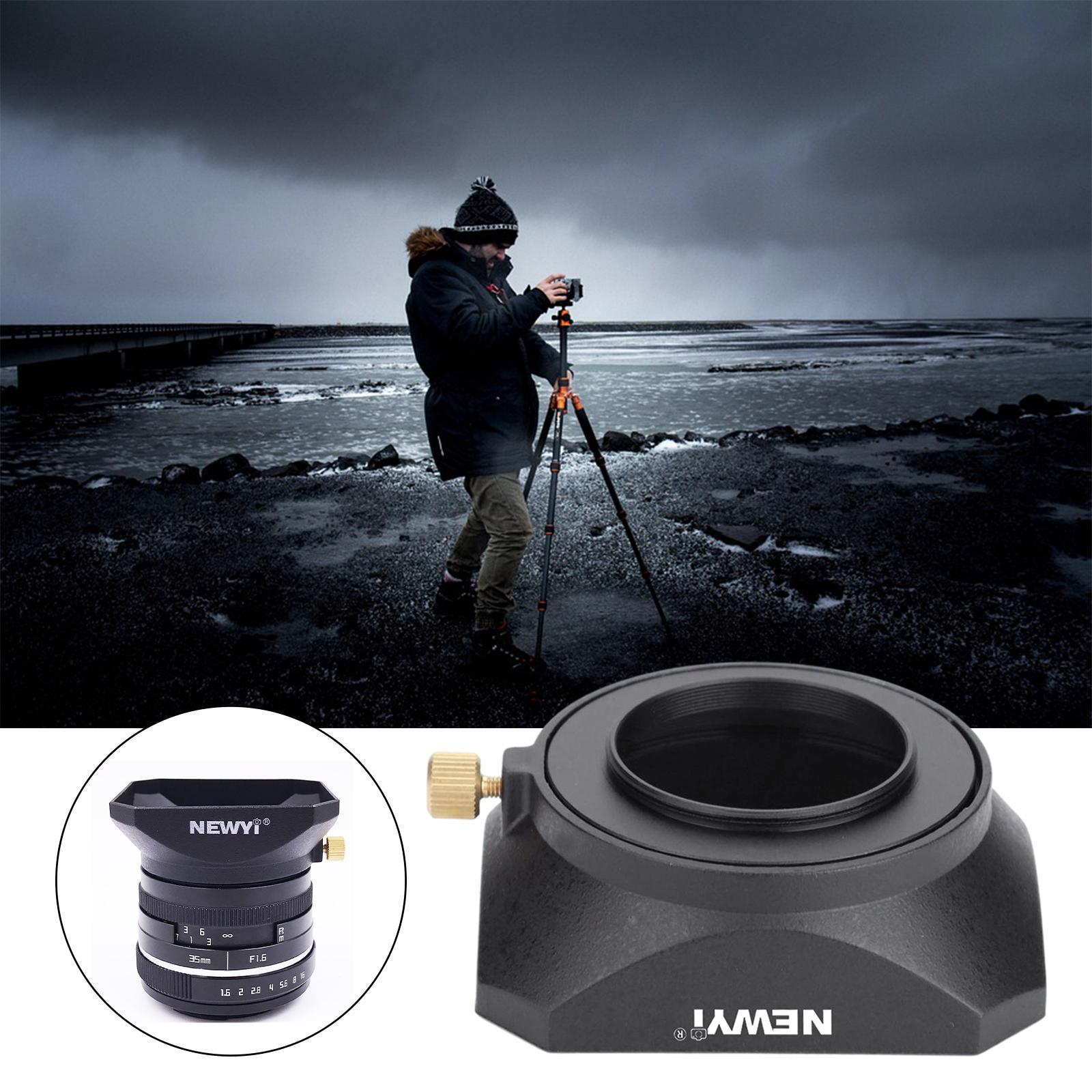 Square Lens Shade with Screw Mount for DSLR Mirrorless Camera 55mm