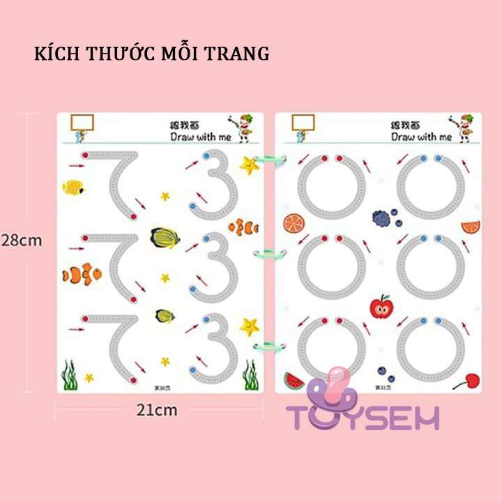 Sách tô vẽ thông minh 64 trang cho bé tự học - Vở tập viết xóa được cho bé - Đồ chơi giáo dục - Quà tặng sinh nhật cho bé