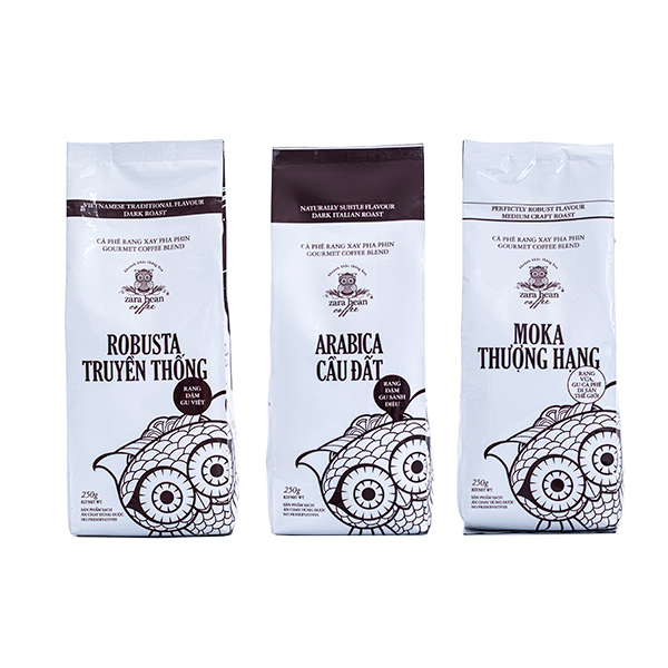 Combo Cà phê pha phin Robusta + Arabica + Moka túi 250g