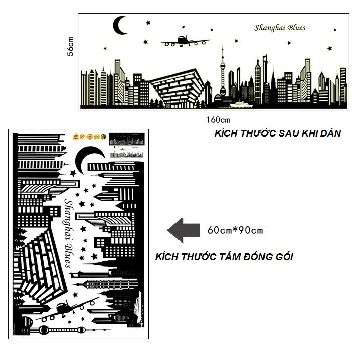 Decal dán tường Dạ quang Thượng Hải AmyShop DDQ012