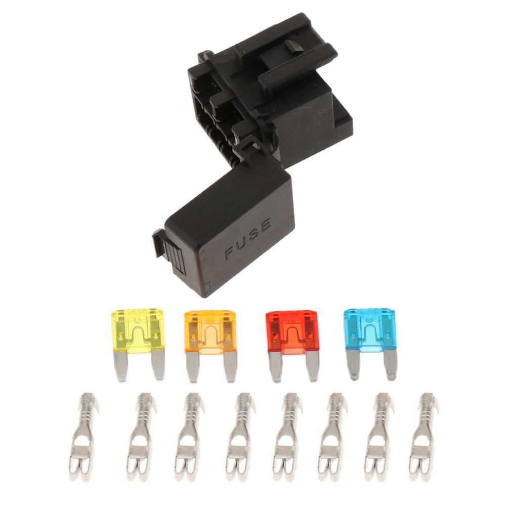 Automotive Marine RV Boat Fuse Relay Holder 4-Slot Relay Box 1 Relay 4 Fuses