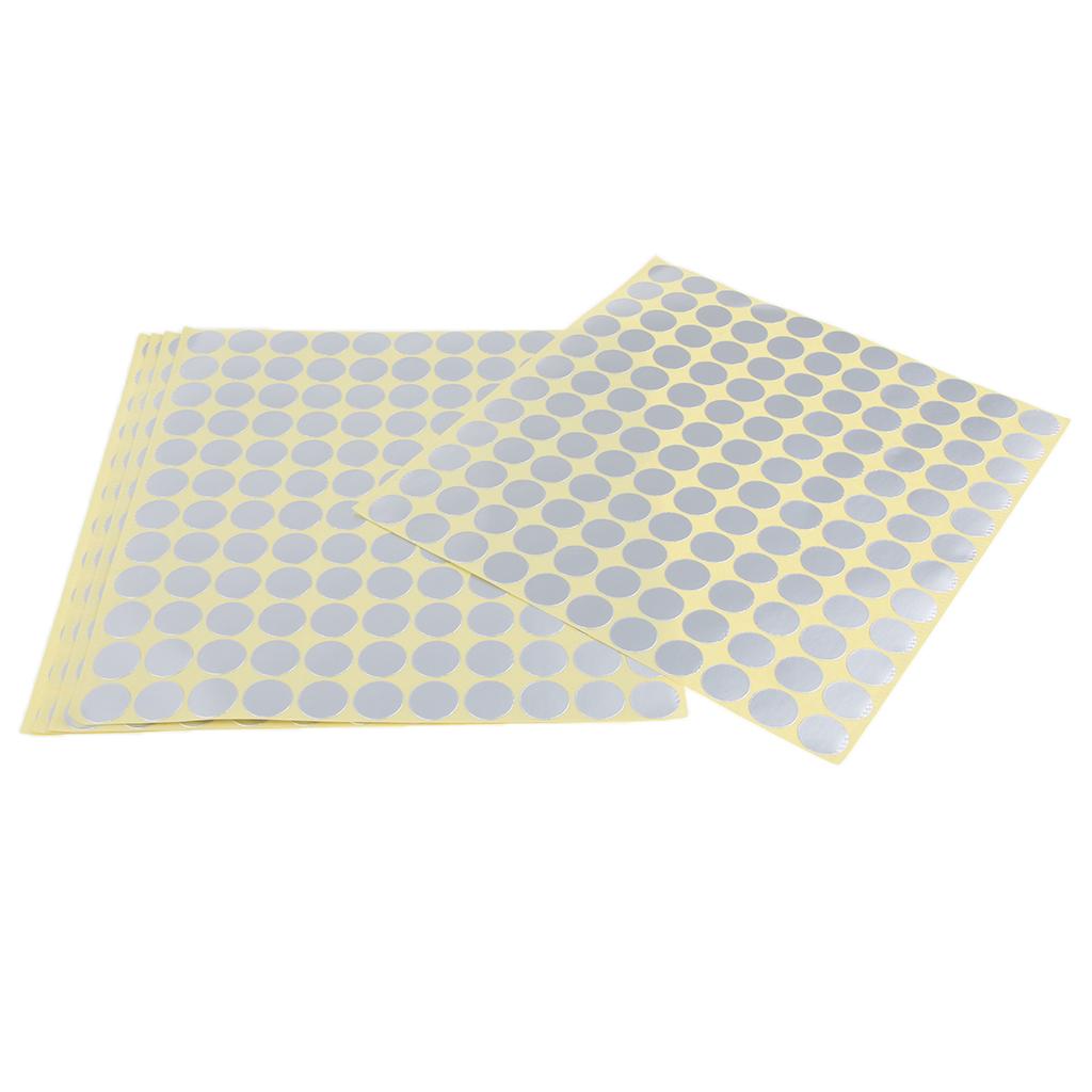 5 Sheets Essential Oil Bottle Cap Stickers Self Adhesive Labels Round Silver