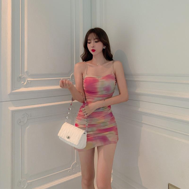 Váy 2 Dây Loang Màu Phối Xích Hot Hit Sexy quảng châu