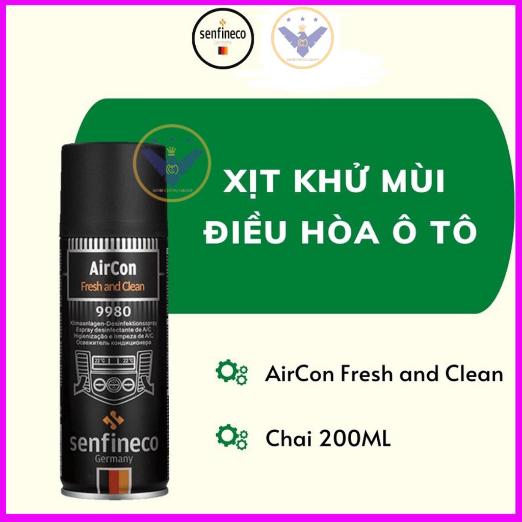 Xịt Khử Khuẩn Khử Mùi Điều Hòa Ô Tô Senfineco 9980 - Aircon Fresh &amp; Clean - 200mlko