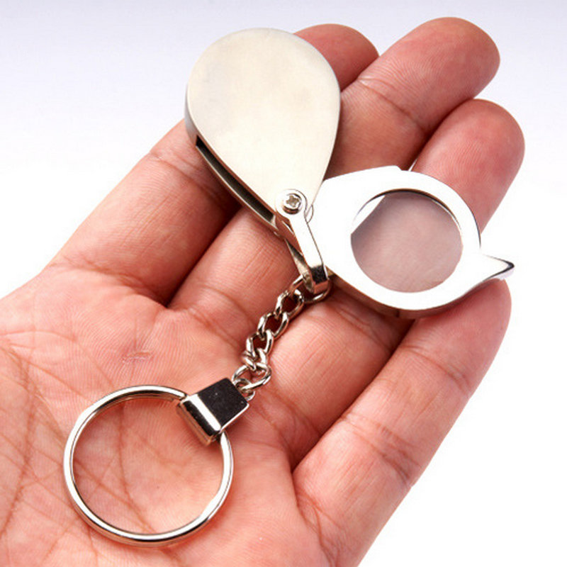 Kính lúp mini hỗ trợ xem tem mác, đọc sách phóng đại 15 lần tích hợp móc khóa M096