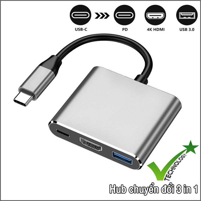 Hub chuyển đổi USB Type-C Sang USB 3.0/HDMI-Type C (Bạc)