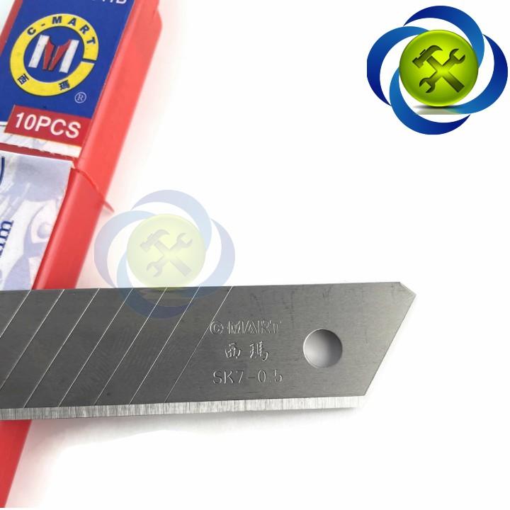 Lưỡi dao rọc giấy C-Mart A0041B 14 rãnh 10 lưỡi/hộp 100 X 18 X 0.5mm