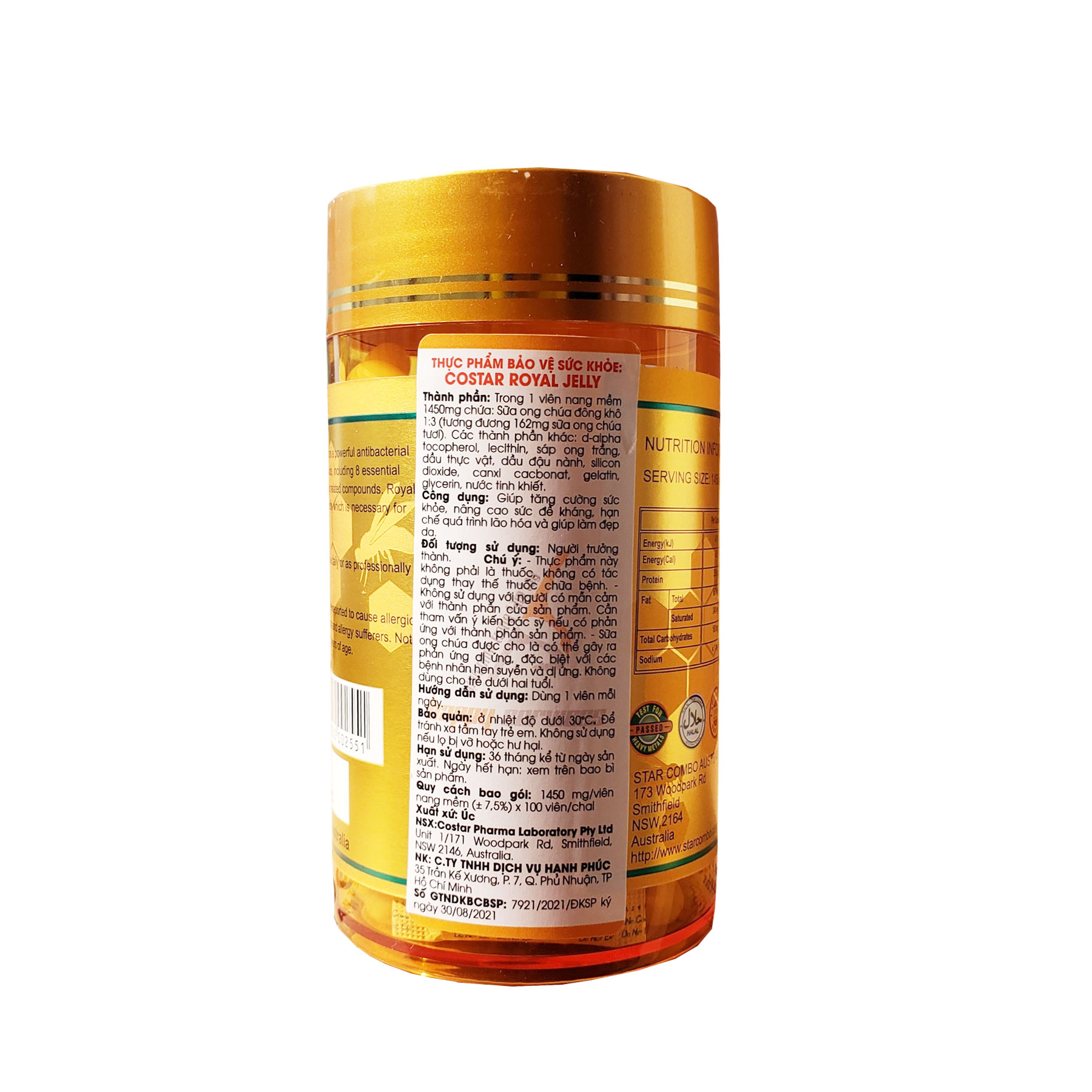 Thực phẩm chức năng Sữa Ong Chúa Úc Costar Royal Jelly Soft 1450mg 100 viên