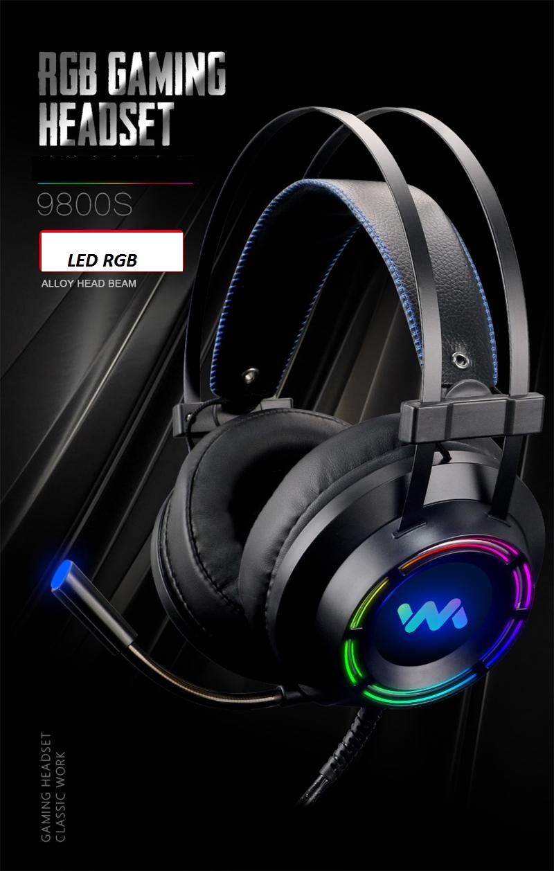 Tai nghe gaming WangMing WM9800S RGB , kết nối cổng USB, âm thanh giả lập 7.1 - Hàng chính hãng