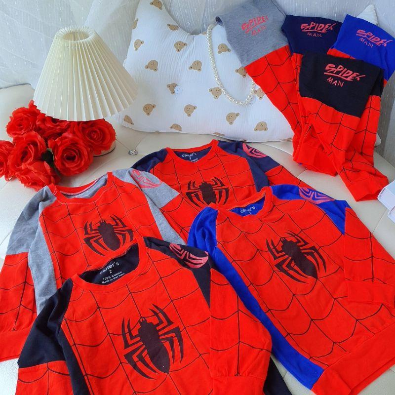 Đồ bộ quần áo bé trai dài tay siêu nhân nhện Spider man chất cotton mát đẹp cho bé 2-5 tuổi