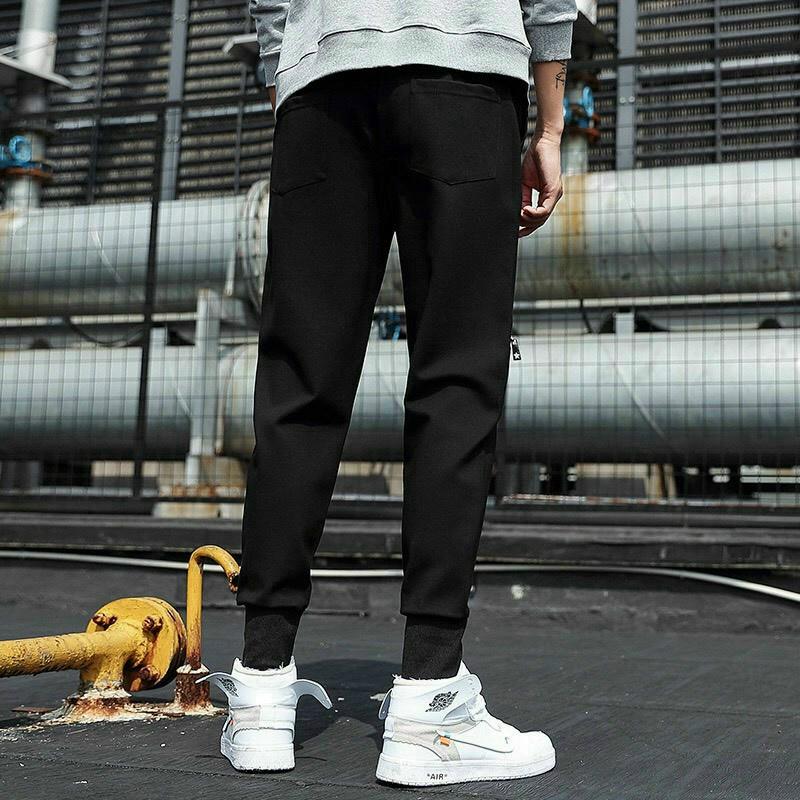 Quần Jogger khóa gối kiểu, Dài Bo Gấu dưới ống - Chất Vải Kaki Kiểu Thể Thao UNISEX một Màu Đen. 03x